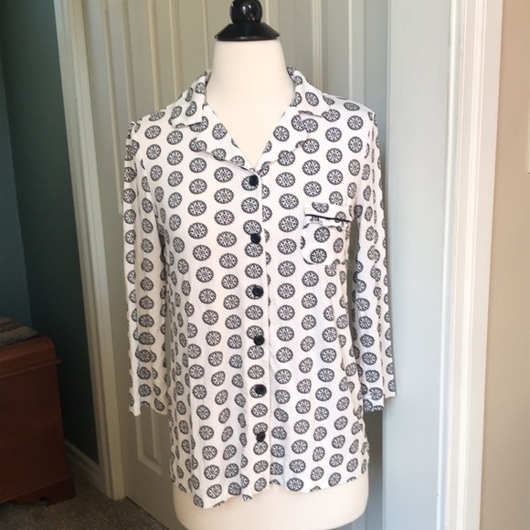 Soma Cool Nights Pajama Set 3/4-Sleeve Top & Cropped Bottoms Black/White XS - Picture 2 of 8